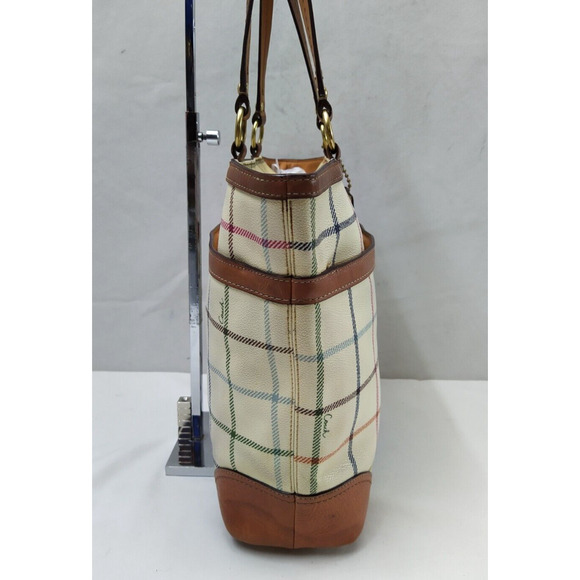 Coach Multicolor Coated Canvas Heritage Blue Stripe Tote Shoulder Bag - Picture 8 of 16